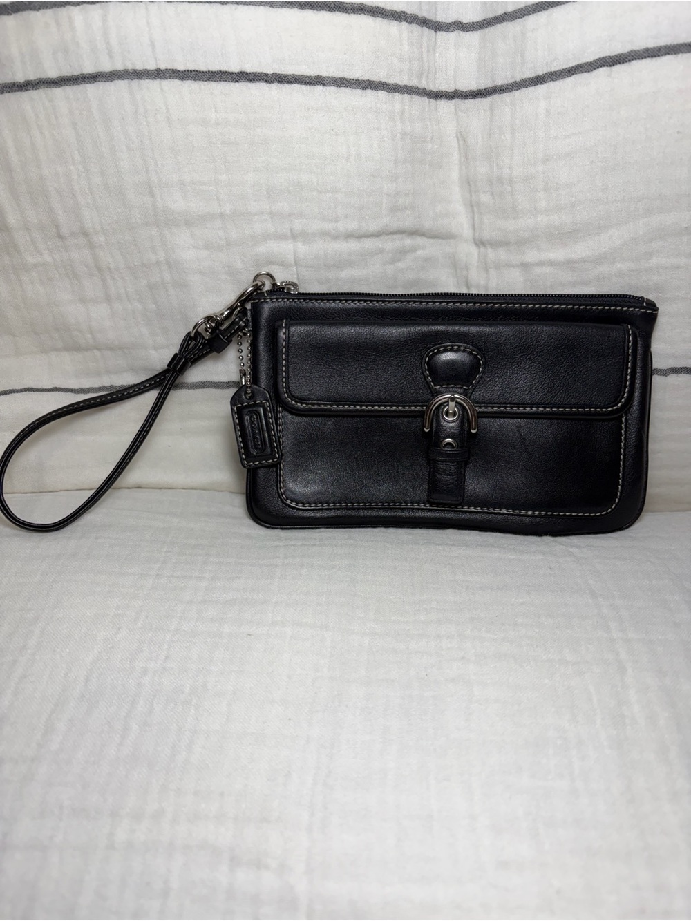 Coach Black Leather Wristlet Vintage